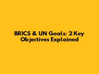 BRICS & UN Goals: 2 Key Objectives Explained