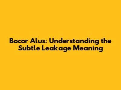 Bocor Alus: Understanding the Subtle Leakage Meaning