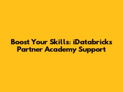 Boost Your Skills: iDatabricks Partner Academy Support