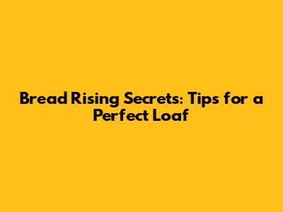 Bread Rising Secrets: Tips for a Perfect Loaf