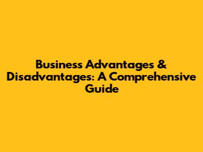 Business Advantages & Disadvantages: A Comprehensive Guide