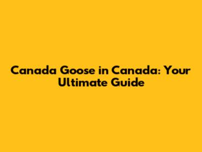 Canada Goose in Canada: Your Ultimate Guide
