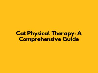 Cat Physical Therapy: A Comprehensive Guide
