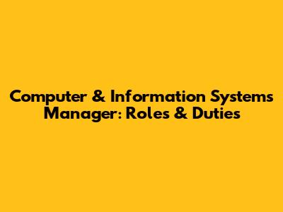 Computer & Information Systems Manager: Roles & Duties