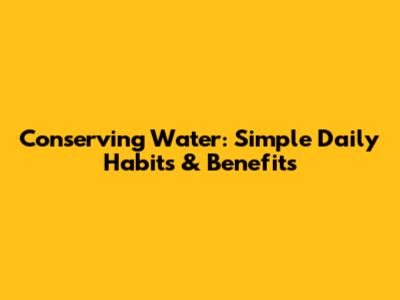 Conserving Water: Simple Daily Habits & Benefits
