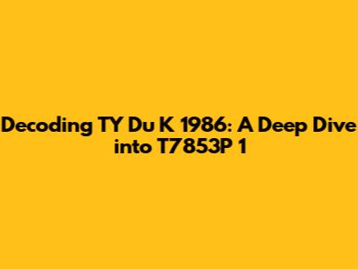 Decoding TY Du K 1986: A Deep Dive into T7853P 1