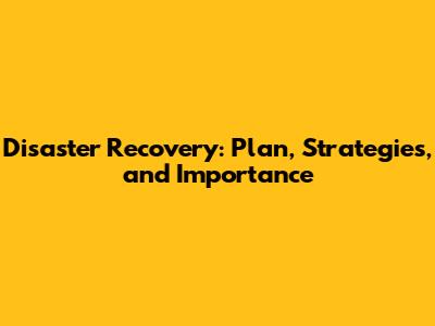 Disaster Recovery: Plan, Strategies, and Importance