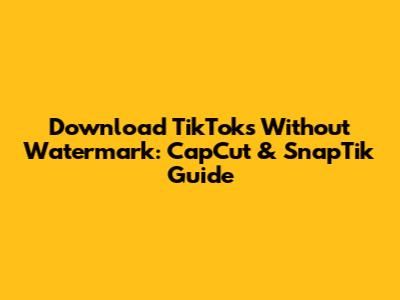 Download TikToks Without Watermark: CapCut & SnapTik Guide