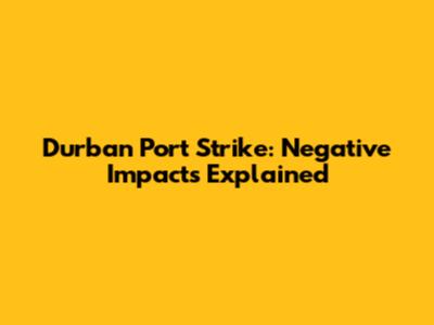 Durban Port Strike: Negative Impacts Explained