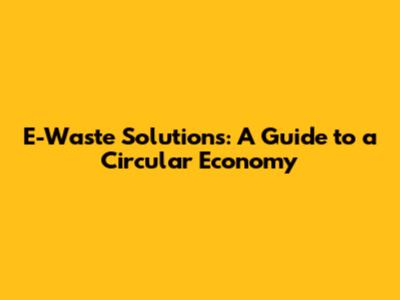 E-Waste Solutions: A Guide to a Circular Economy