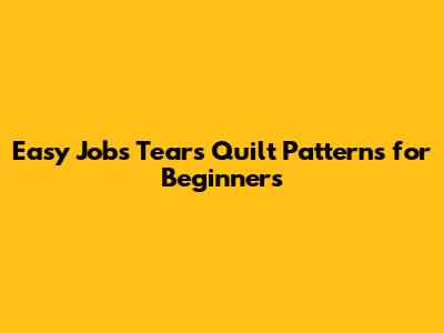 Easy Job's Tears Quilt Patterns for Beginners