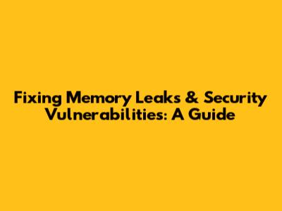 Fixing Memory Leaks & Security Vulnerabilities: A Guide