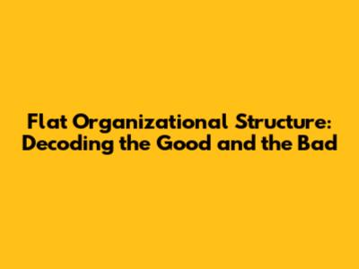 Flat Organizational Structure: Decoding the Good and the Bad