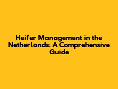Heifer Management in the Netherlands: A Comprehensive Guide