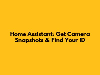 Home Assistant: Get Camera Snapshots & Find Your ID