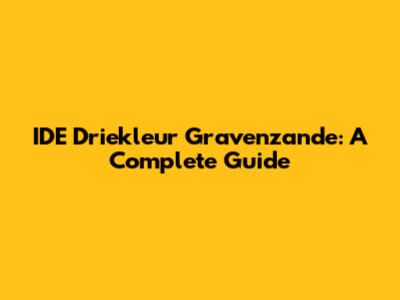IDE Driekleur Gravenzande: A Complete Guide