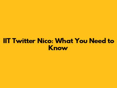 IIT Twitter Nico: What You Need to Know