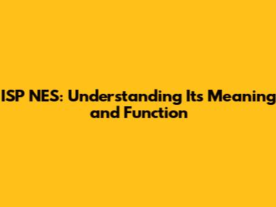 ISP NES: Understanding Its Meaning and Function