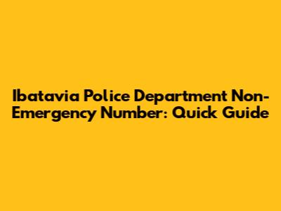 Ibatavia Police Department Non-Emergency Number: Quick Guide
