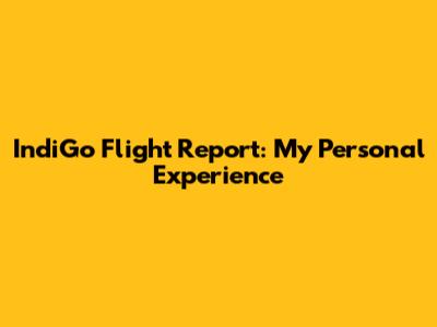 IndiGo Flight Report: My Personal Experience