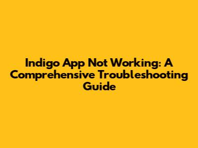 Indigo App Not Working: A Comprehensive Troubleshooting Guide