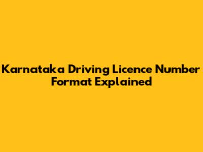 Karnataka Driving Licence Number Format Explained