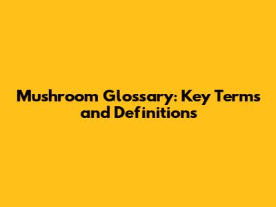 Mushroom Glossary: Key Terms and Definitions