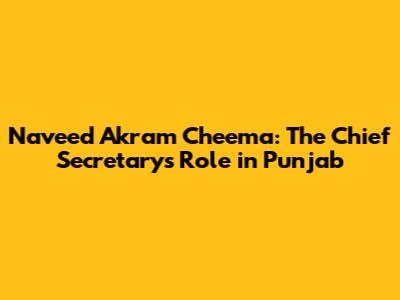 Naveed Akram Cheema: The Chief Secretary's Role in Punjab