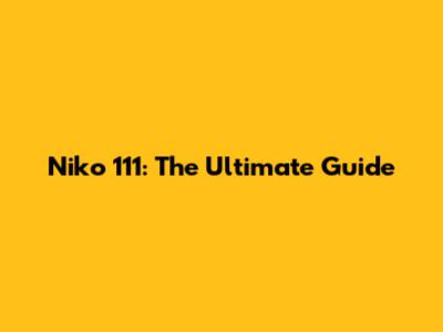 Niko 111: The Ultimate Guide