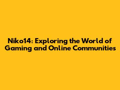 Niko14: Exploring the World of Gaming and Online Communities