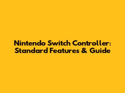 Nintendo Switch Controller: Standard Features & Guide