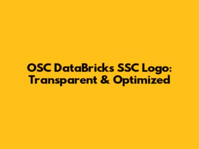 OSC DataBricks SSC Logo: Transparent & Optimized
