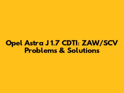 Opel Astra J 1.7 CDTI: ZAW/SCV Problems & Solutions
