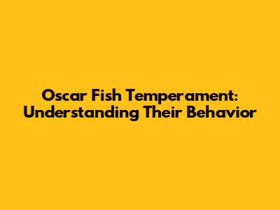 Oscar Fish Temperament: Understanding Their Behavior