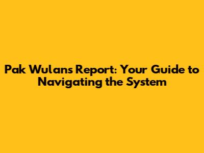 Pak Wulan's Report: Your Guide to Navigating the System