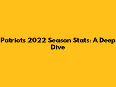 Patriots 2022 Season Stats: A Deep Dive