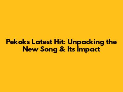 Pekok's Latest Hit: Unpacking the New Song & Its Impact
