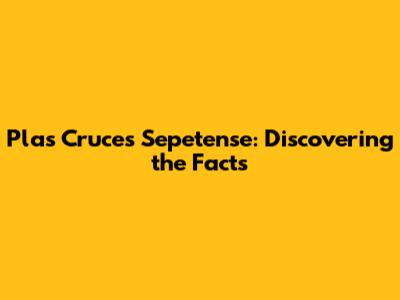 Plas Cruces Sepetense: Discovering the Facts