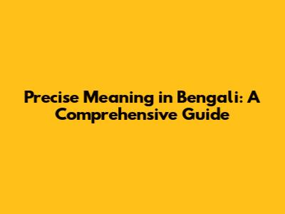 Precise Meaning in Bengali: A Comprehensive Guide