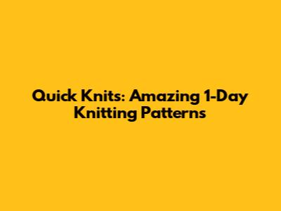 Quick Knits: Amazing 1-Day Knitting Patterns