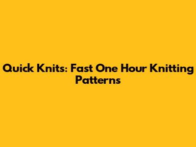 Quick Knits: Fast One Hour Knitting Patterns
