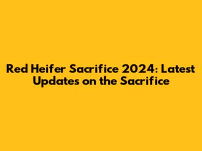 Red Heifer Sacrifice 2024: Latest Updates on the Sacrifice