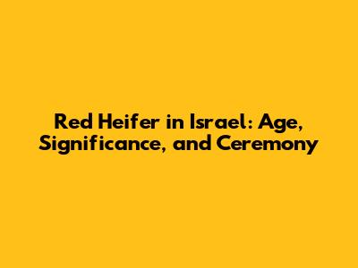 Red Heifer in Israel: Age, Significance, and Ceremony