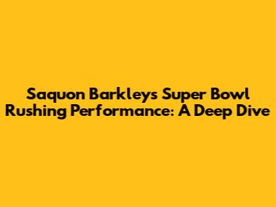Saquon Barkley's Super Bowl Rushing Performance: A Deep Dive