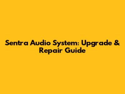 Sentra Audio System: Upgrade & Repair Guide