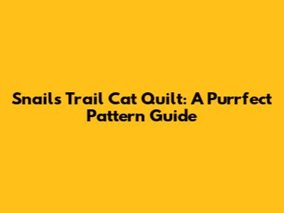 Snails Trail Cat Quilt: A Purrfect Pattern Guide