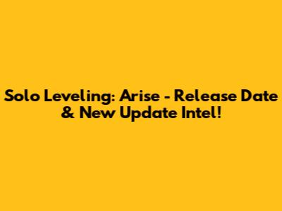 Solo Leveling: Arise - Release Date & New Update Intel!