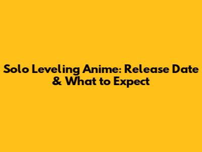 Solo Leveling Anime: Release Date & What to Expect