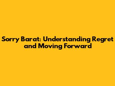 Sorry Barat: Understanding Regret and Moving Forward