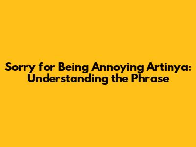 Sorry for Being Annoying Artinya: Understanding the Phrase